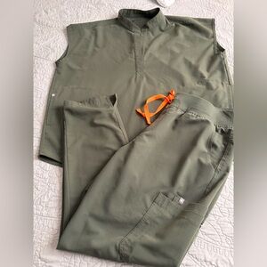 Olive Green Figs Scrub Set